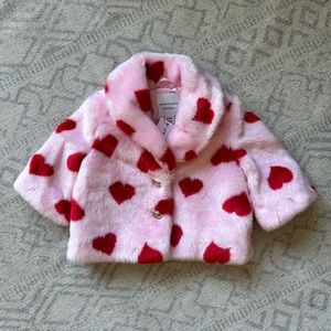 6-12m New Janie and Jack heart faux fur jacket